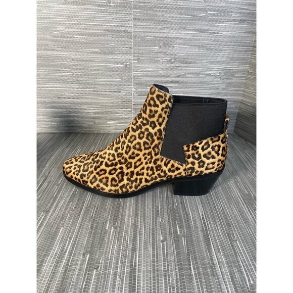 Cole Haan Womens Gia Chelsea Boots Brown Black Fur Lined Leopard Ankle 8 B New - Picture 4 of 9